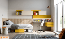 Cameretta gialla con letto singolo