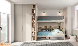 Cameretta con letto castello e cabina armadio